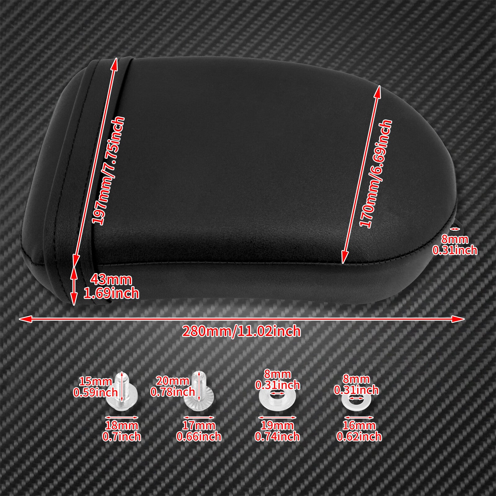 Black Rear Passenger for Seat Pillion Fits for Honda Rebel CMX300 CMX500 2017-2024