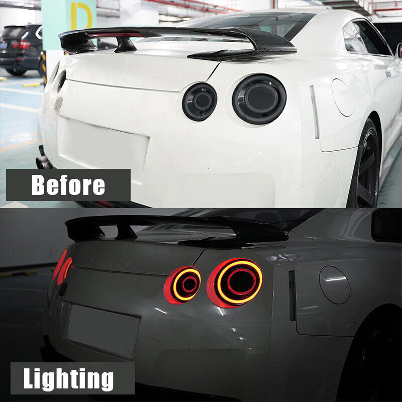 1Pair Black LED Tail Lights Lamps Upgrade Brake Fit 2008-2022 for Nissan GTR R35