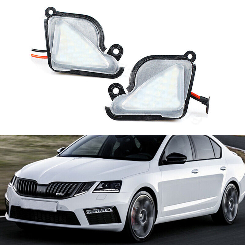 A pair of LED side mirror lights/pudge lights for Skoda Octavia Mk3 5E 2012-2017.