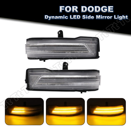 Sequential LED Side Mirror Signal Lights with Clear Lens for 2019-2022 for Dodge for Ram 1500