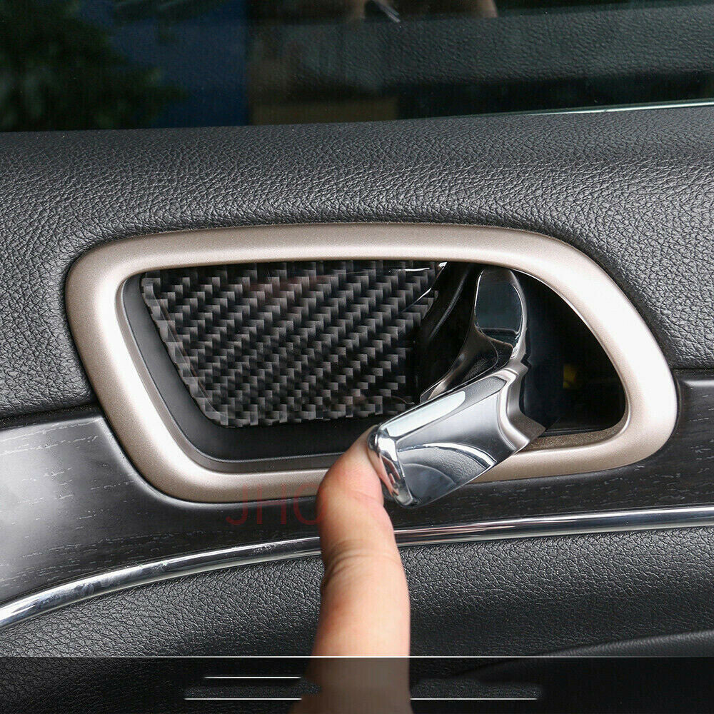 4P for Jeep Grand Cherokee 2011-2020 Carbon Fiber Inner Car Door Bowl Cover Trim
