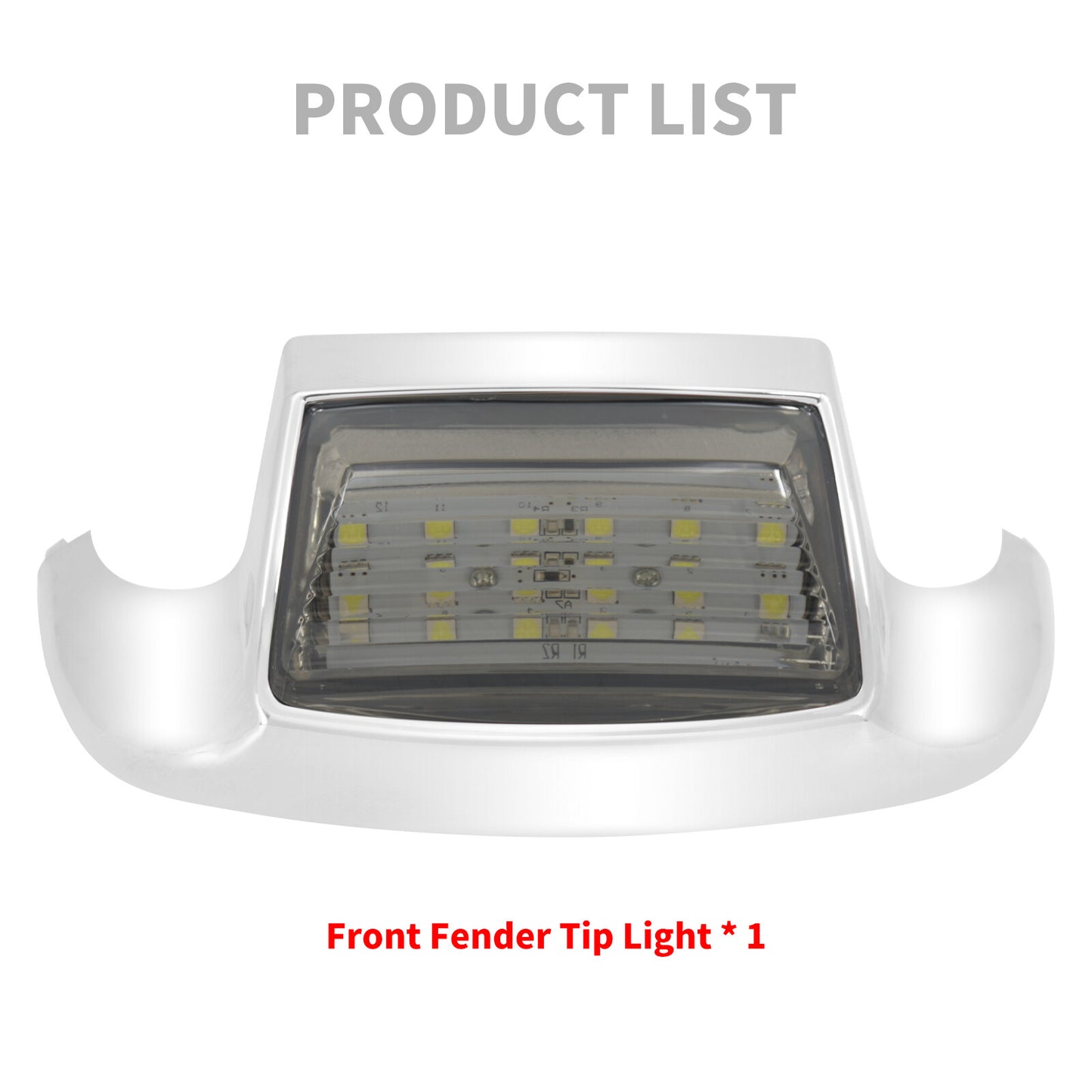 Front Fender w/ Somke Lens Tip LED Light for Harley Electra Road Glide Softail