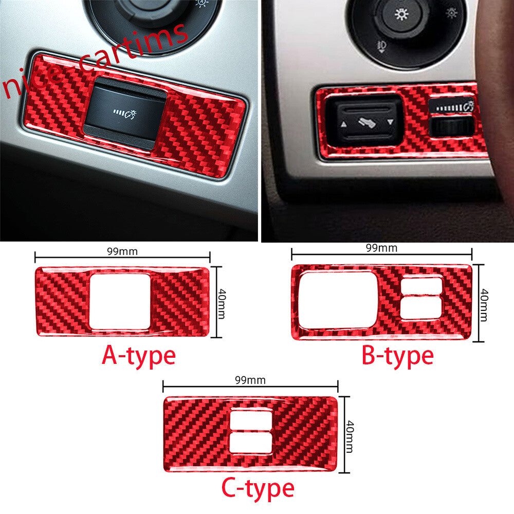 for Ford F150 2009-14Red Carbon Fiber Interior Light Control Switch Panel Trim A