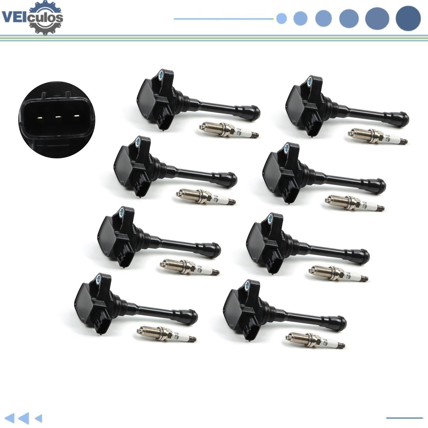 8Pcs Ignition Coil  Iridium Spark Plugs for Nissan NV2500 NV3500 TITAN 5.6L