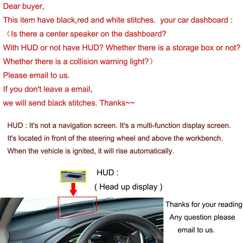 Leather Inner Dashboard Dash Cover Dashmat Mat Carpet US for Kia Forte 2019-2021