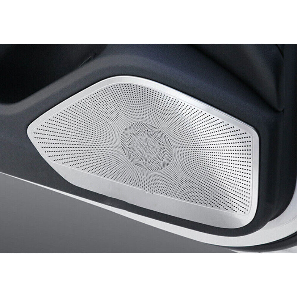 4P Inner Door Speaker Decor Cover Trim for Audi A4 A5 2017-24 Silver Matte Steel
