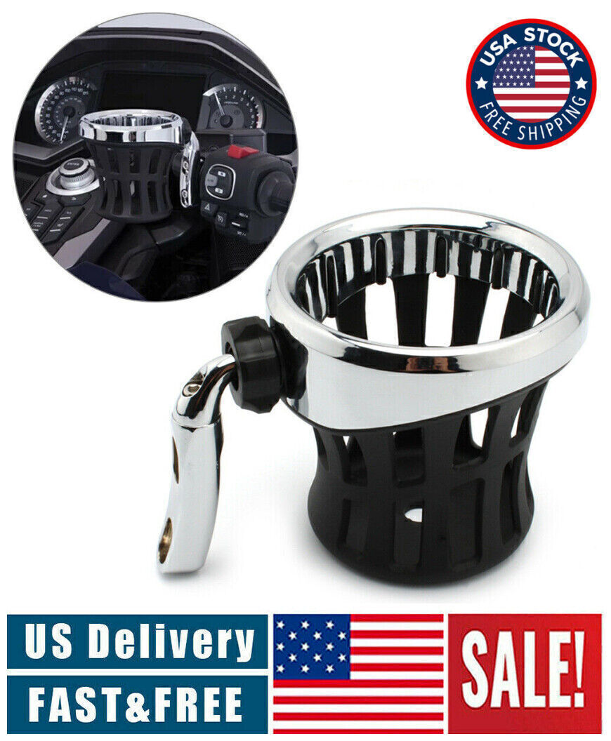 Handlebar Cup Holder Drink W/ Mesh Basket Mount Universal for Harley Motorcycle
