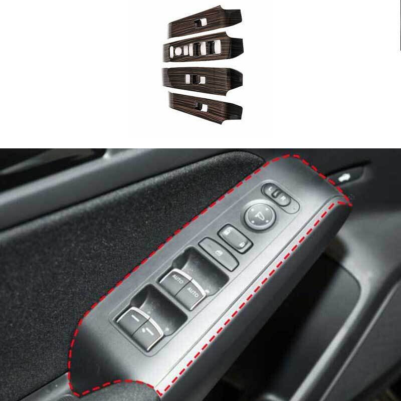 Gloss Wood Grain Window Lock Lift Panel Frame Trim 4pc for Honda for Civic 2022-2023