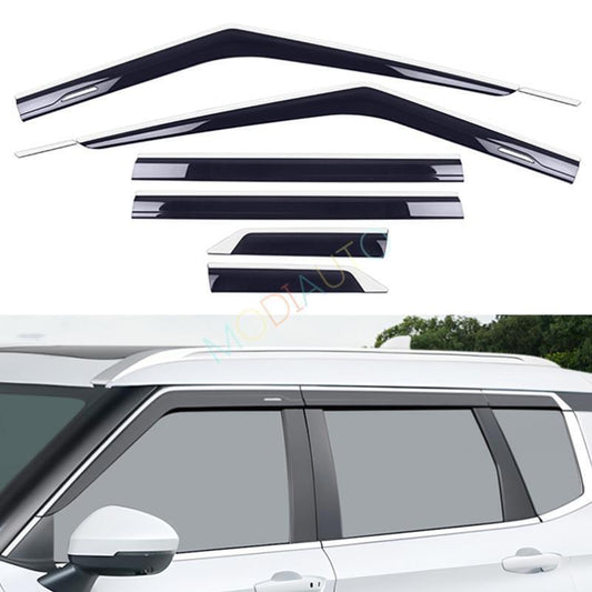 for Mitsubishi Outlander 22+ silver+black Window Visor Vent Sun Shade Rain Guard
