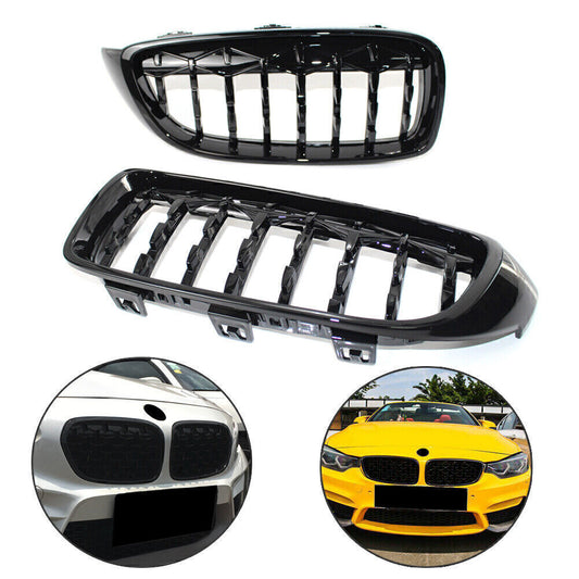 Front Grill Diamond Style Grille LR Fit for BMW 4-Series F32 F33 F36 Sedan/Wagon