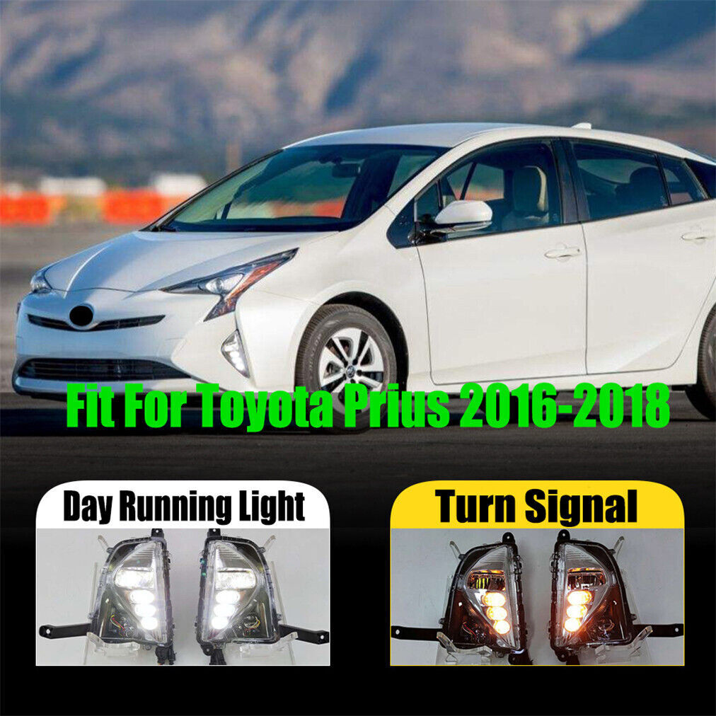 Pair LED DRL Daytime Running Fog Light Lamps Fit for Toyota Prius 2016-2018 17
