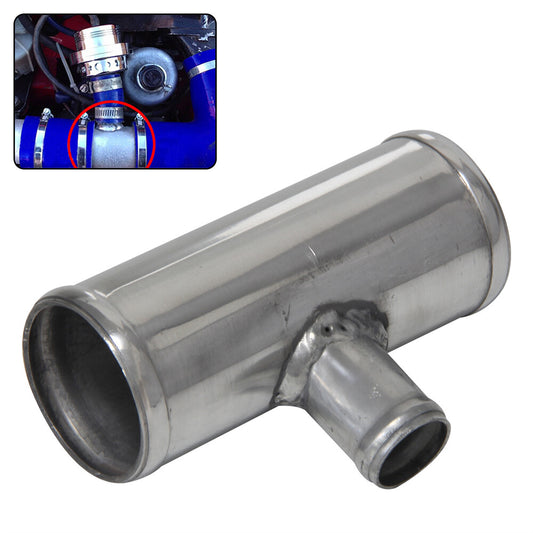 2 51mm Blow Off Valve Adapter Aluminum T-Pipe Shape Tube for 25mm ID BOV Silver
