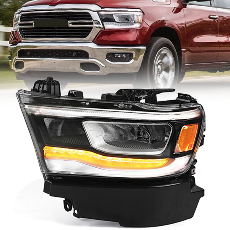 Compatible with for Dodge for RAM 1500 2019-2023 All-LED Reflector Chrome Headlight Driver