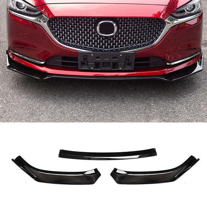 for Mazda 6 Atenza 2020-2021 Gloss Black Front Bumper Lip Spoiler Bodykit Refits
