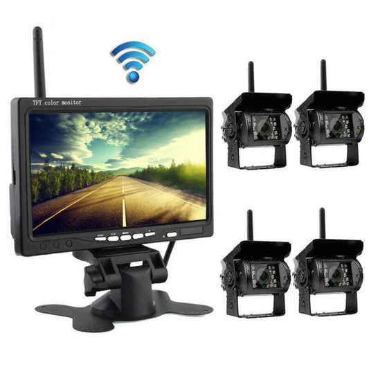 Cameras7Wireless 4 Backup Monitor Parking Assistance System For RV Truck Bus