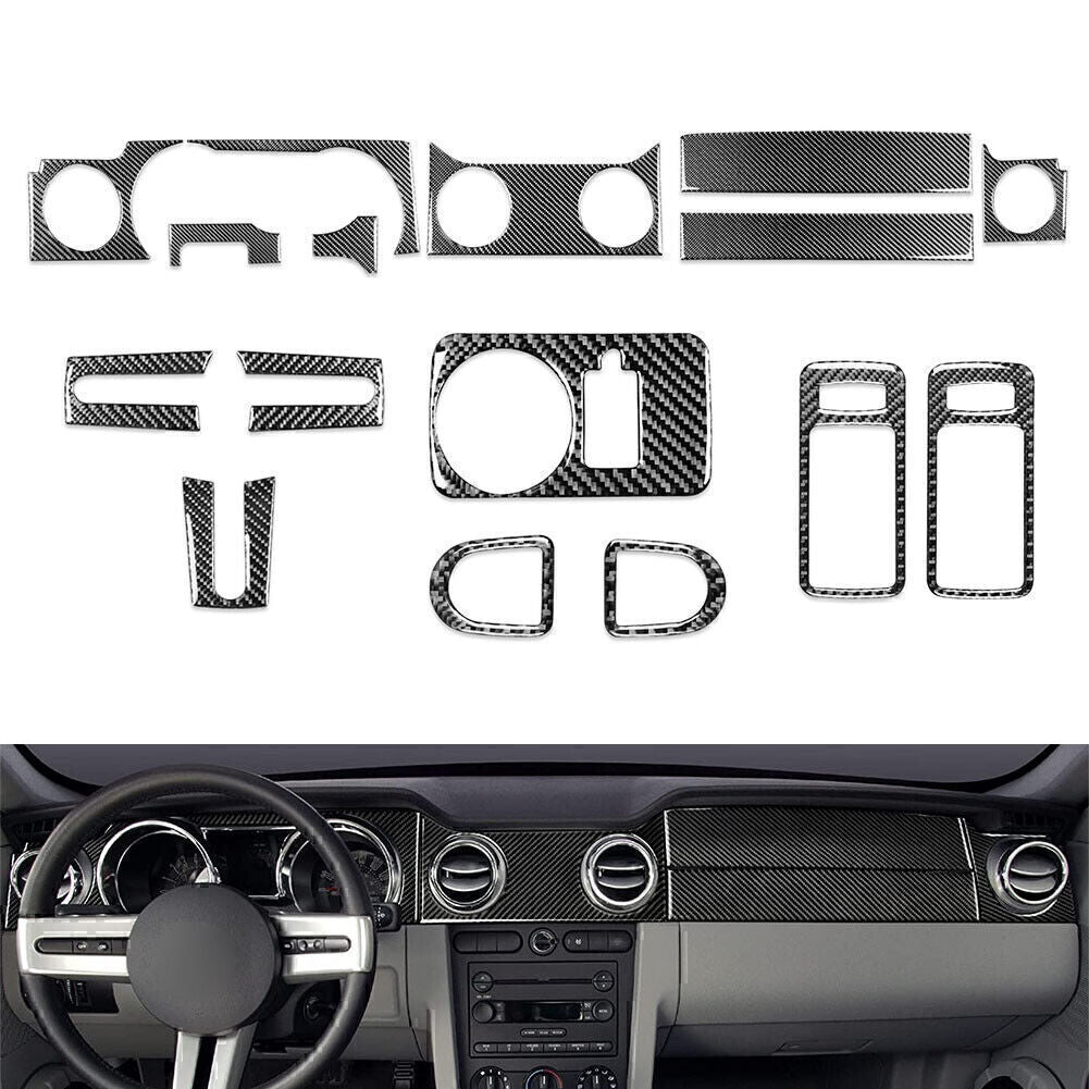 16 Pcs Carbon Fiber Full Set Interior Decoration Cover for Ford for Mustang 2005-09