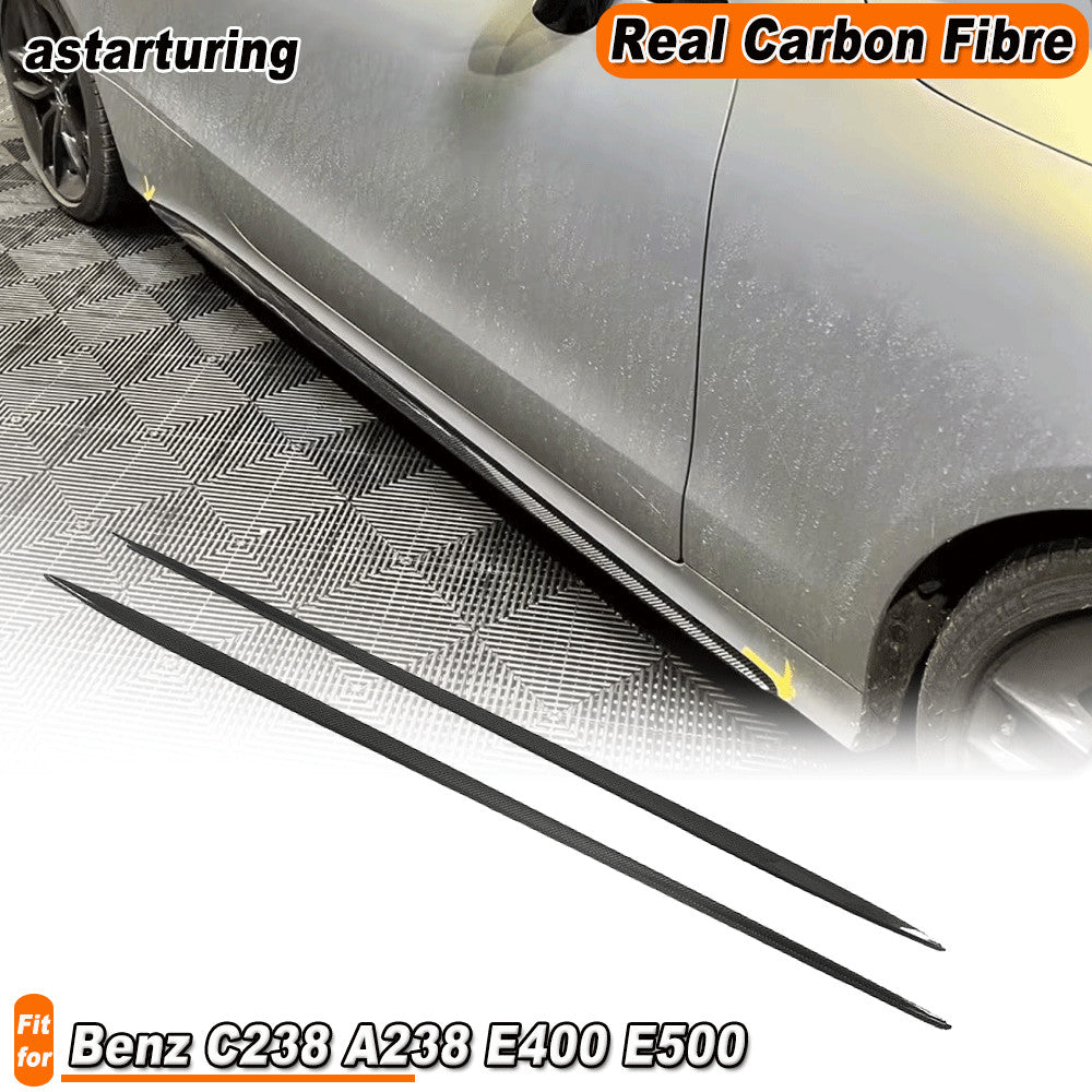 for Mercedes C238 A238 E400 E500 Sport 17UP REAL Carbon Side Skirts Lip Spoiler