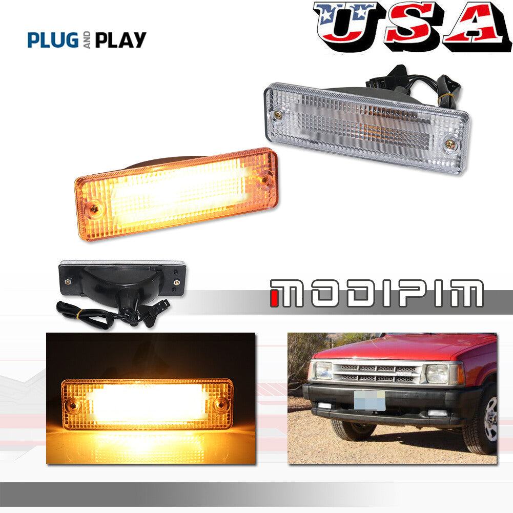 Transparent front corner lights are suitable for Ford for Mazda 323, 626, B2200, and B2600 pickup trucks.