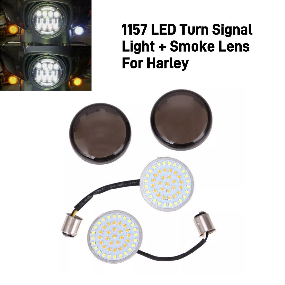 1157 LED Turn Signal Light + Smoke Lens for Harley Sportster Softail Dyna FXSB