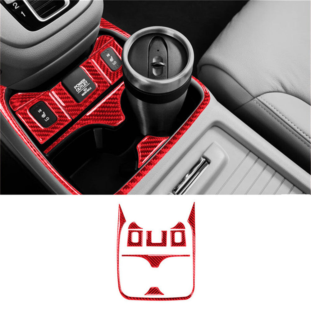 Red Carbon Fiber Central Cup Holder Cover Trim for Honda CRV CR-V 2012-14 Type B