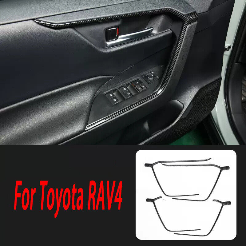 for Toyota RAV4 2019-24 Carbon Fiber Inner Door Handle Armrest Stripe Cover Trim