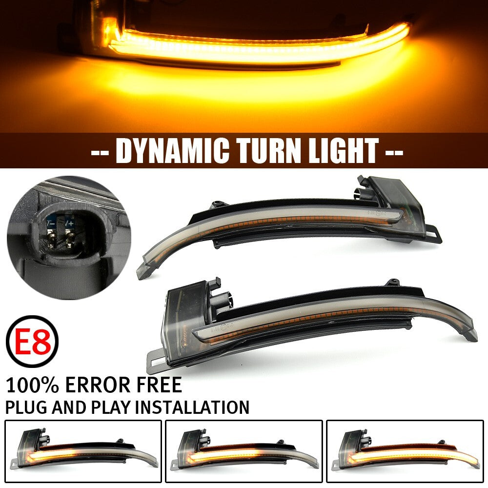 2pcs LED Dynamic Side Mirror Turn Signal Light Assembly for Audi A3 8P A4 A5 B8