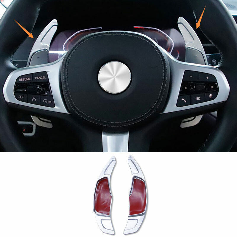 for BMW X5 G05 2019-23 Silver Aluminum Steering Wheel Shift Paddle Extension 2P