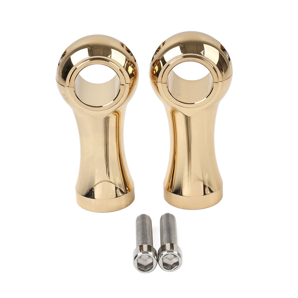 1-1/4 Handlebar Riser Clamp Mount Kit 4inch Gold for Harley Dyna Softail