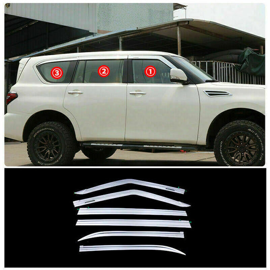 for Nissan Armada Patrol 2017-2023 Chrome Window Visor Vent Shade Sun Rain Guard