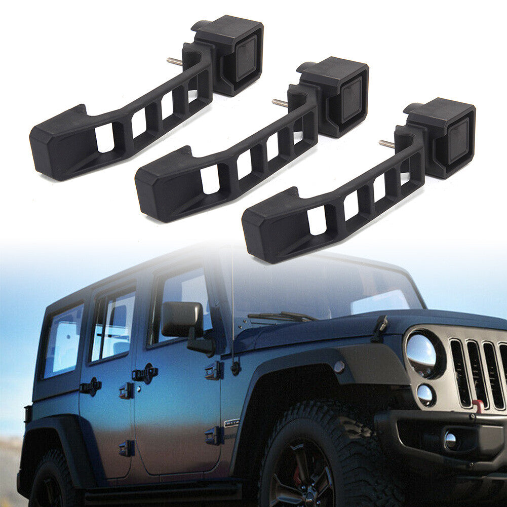 3ps Black ABS Exterior Outer Door Handles 3 Kit Fit 07-17 for Jeep for Wrangler JK JKU