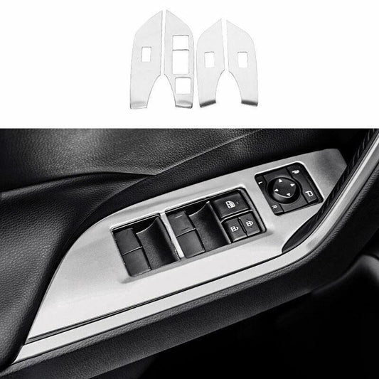 Silver Steel Glass Window Lifting Panel Decoration Fit for Toyota RAV4 2019-2023