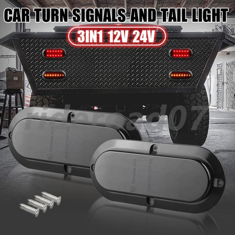 2X LED Brake Tail Lamp Flowing Turn Signal Light Red+Yellow For Truck Trailer RV