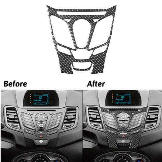 Red Carbon Fiber Interior Radio Console Cover Trim for Ford Fiesta 2011-2015