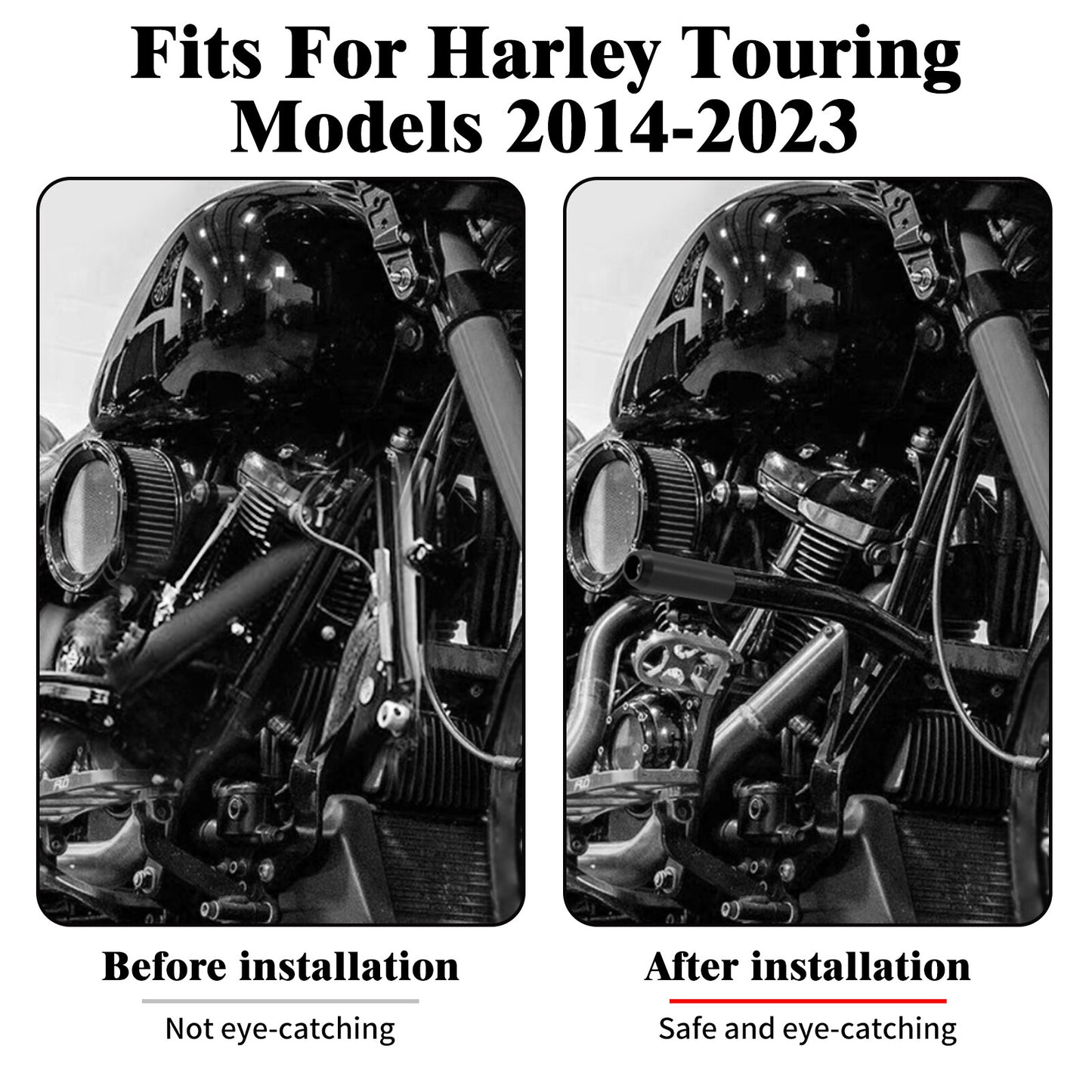 Black Front Engine Guard Crash Bars for Harley Touring Road Street Gilde 14-2023