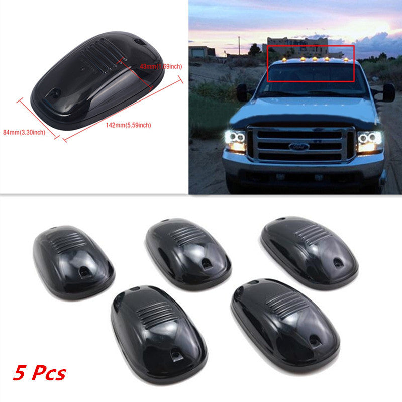 5Pcs Car Pickup Amber LED Cab Roof Marker Running Light Clear Black Smoked Lens
