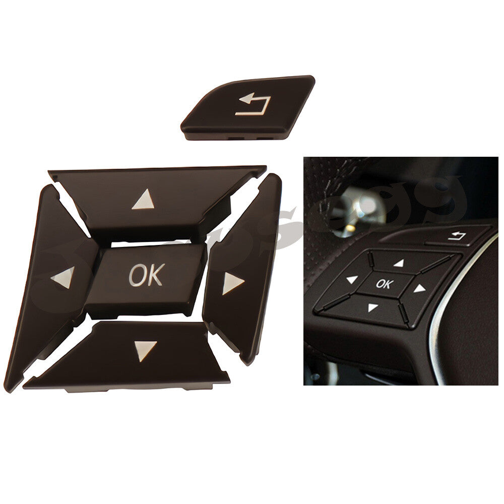Left Steering Wheel Control Menu Switch Button Cover for Mercedes C Class Brown