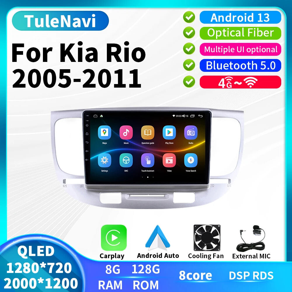 for Kia RIO2 2005-11 Car Video Radio Multimedia Player Android Auto CarPlay GPS