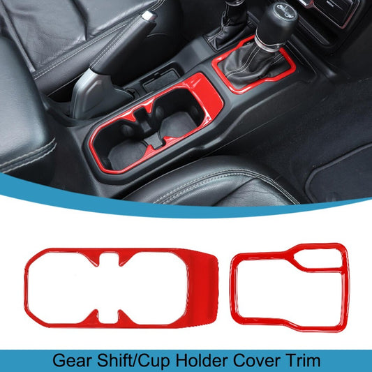 Red ABS Gear Shift Panel Cup Holder Cover Trim for Jeep for Wrangler JL JT 2018-2023