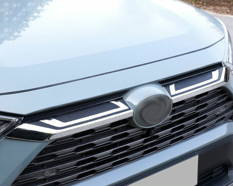 Carbon FiberChrome Front Engine Hood Grille Trim 2pcs for Toyota RAV4 2019-2022