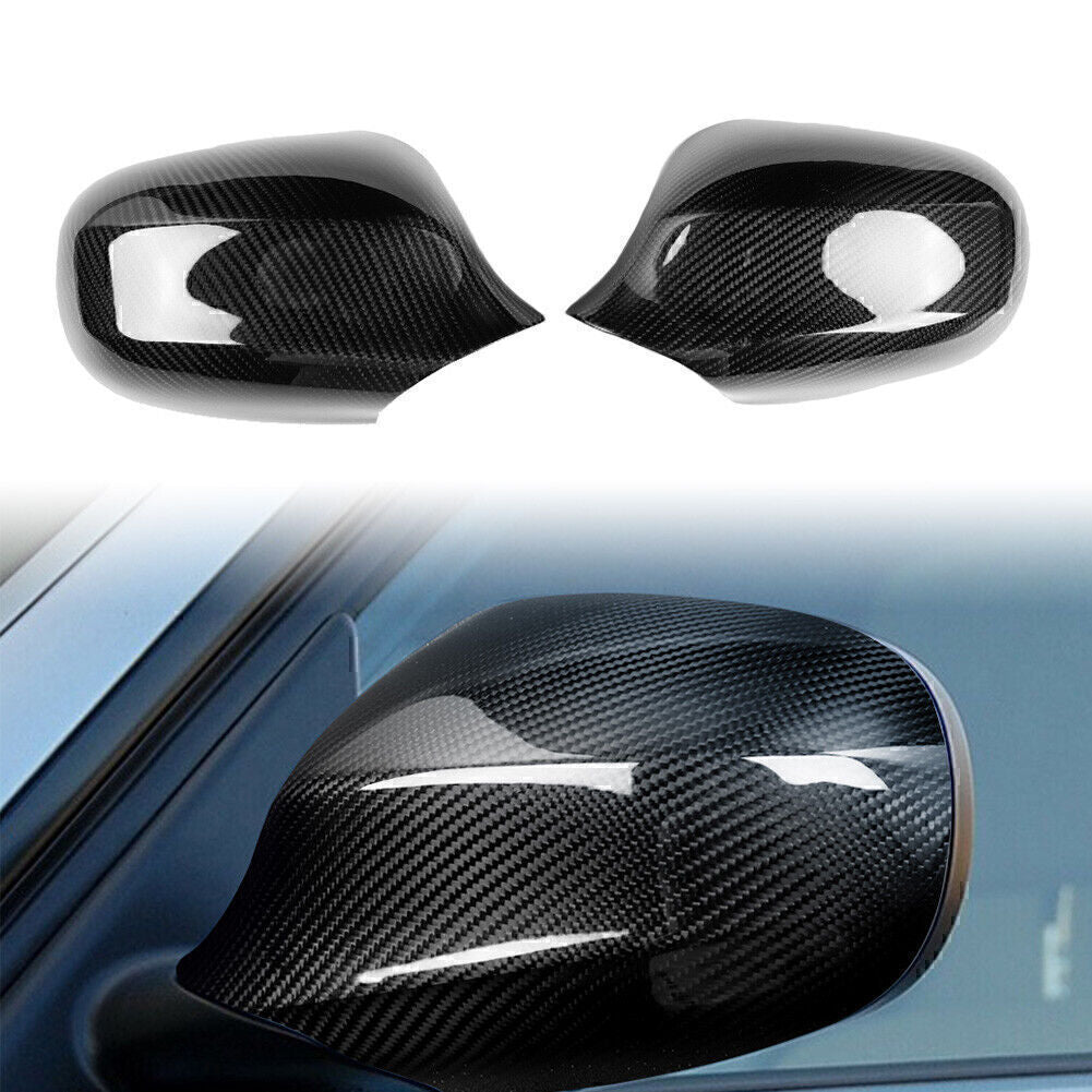 Black Carbon Fiber Side Mirror Cover Trim for BMW E90 E91 3 Serie 2005-2012