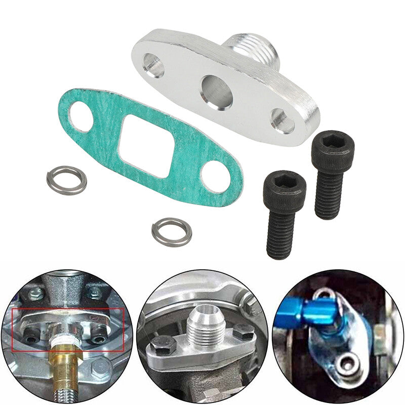For T3, T4, T04B Turbo Oil Return Drain Flange Gasket AN10 Fitting Adapter Kit