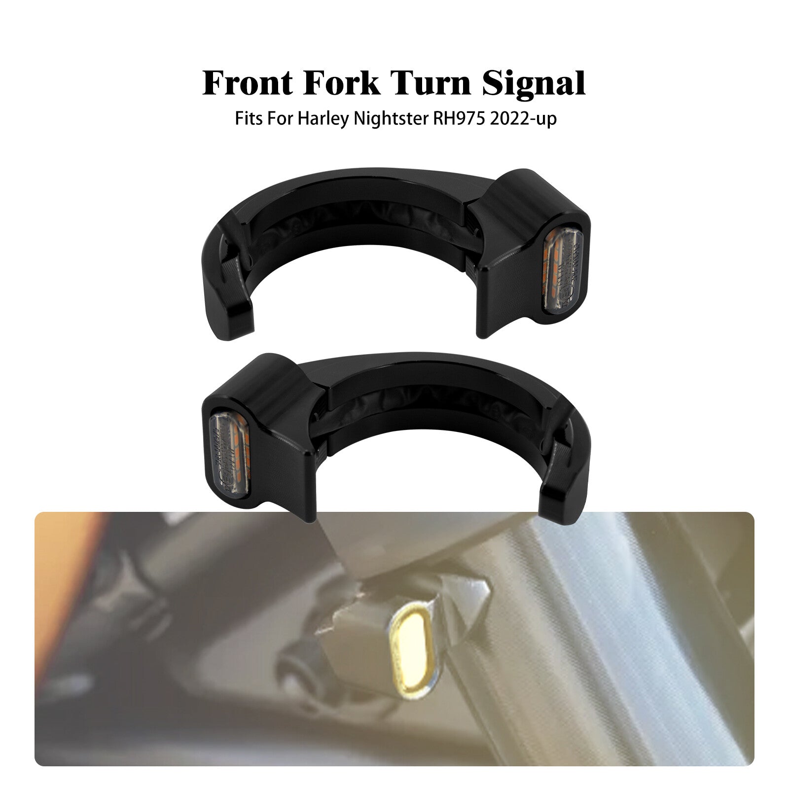 Front Clamp Shock Absorber Turn Signal LED Light for Harley Nightster 975 22-23