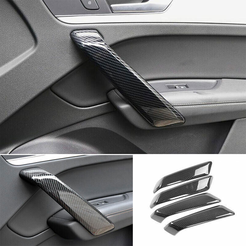 for Audi Q5 18-2023 Carbon Fiber Textured Inner Door Armrest Cover Decor Trim 4X