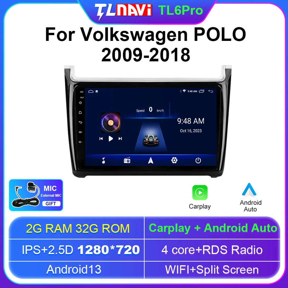 Car Stereo Radio CarPlay for VW for Volkswagen POLO 2009-2018 GPS Multimedia Screen