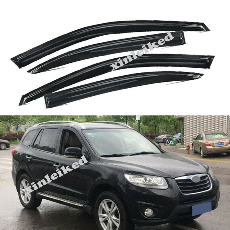 4P for Hyundai Santa Fe 2006-2012 Black Window Vent Visors Sun Rain Wind Guards