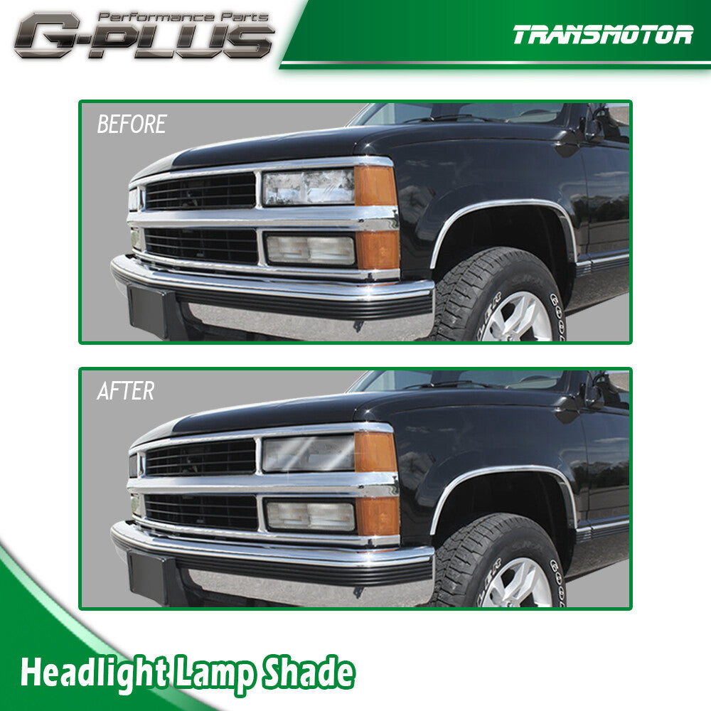 Replacement headlight lens for 1994-1998 for GMC C/K for Sierra (left smoke + right smoke)