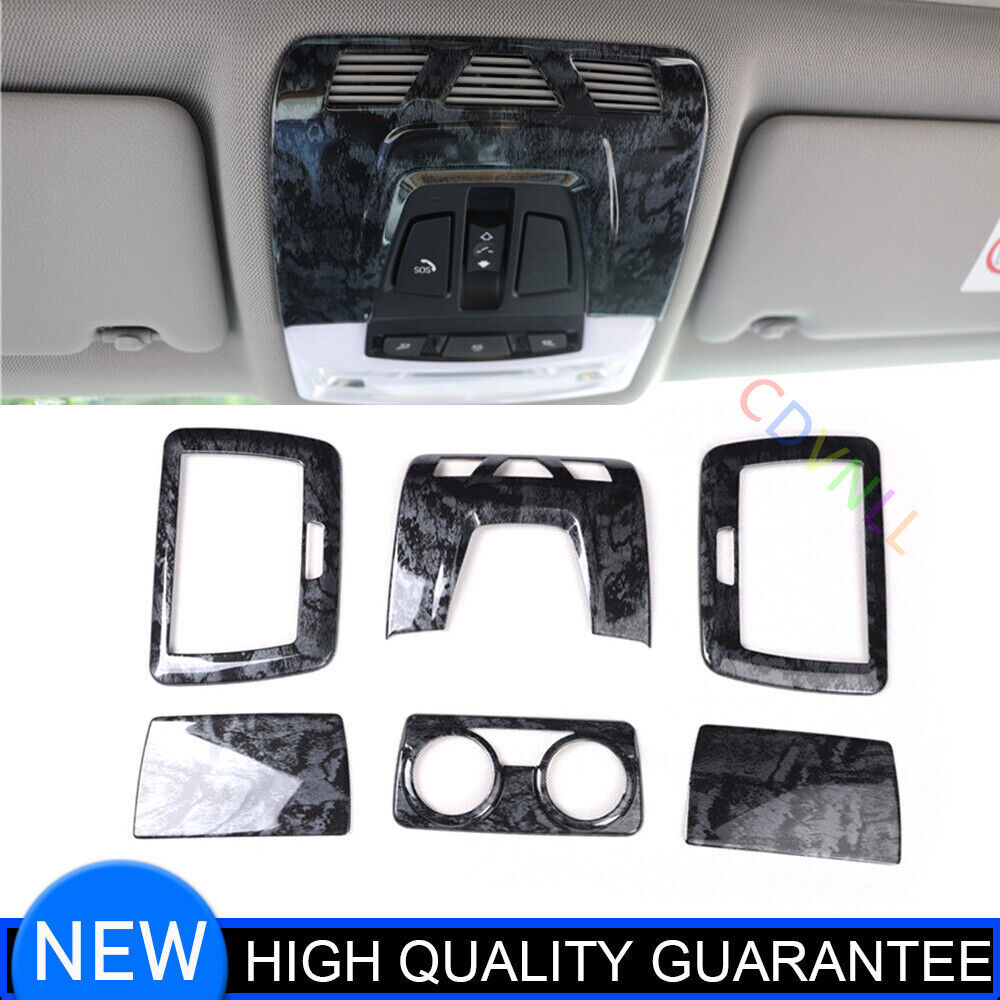 for BMW 3 Series 2014-18 Black Wood Grain Inner Roof Read Light Decor Cover Trim