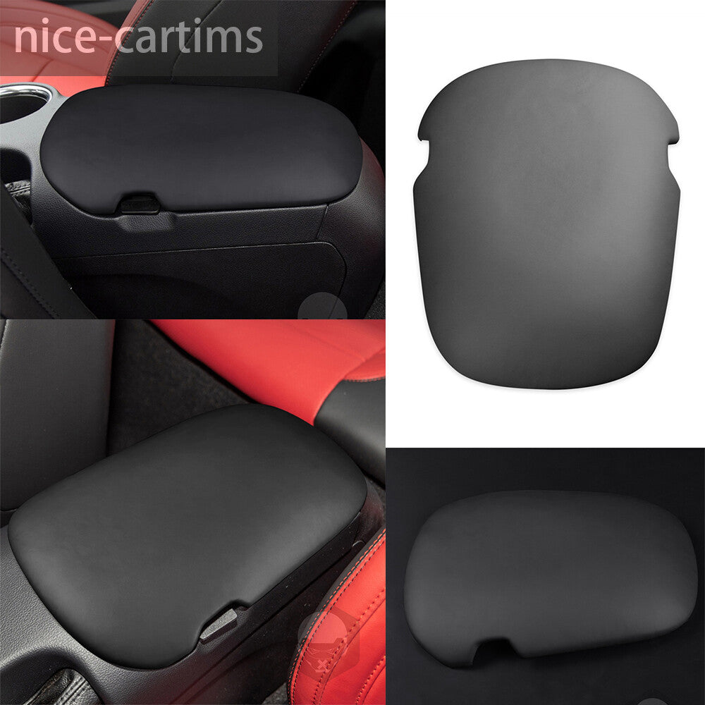 PU Leather Dark Gray Center Console Armrest Box Cover for Ford for Mustang 2015-2023