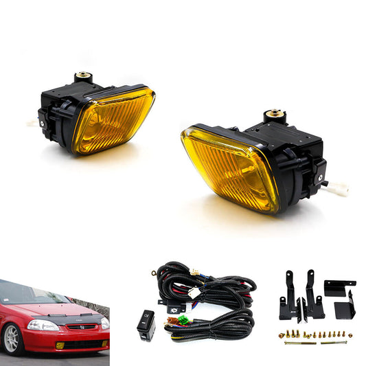 For 96-98 for Honda for Civic LED Fog Lights Front Bumper Lamps With LED Square Fog Lamp