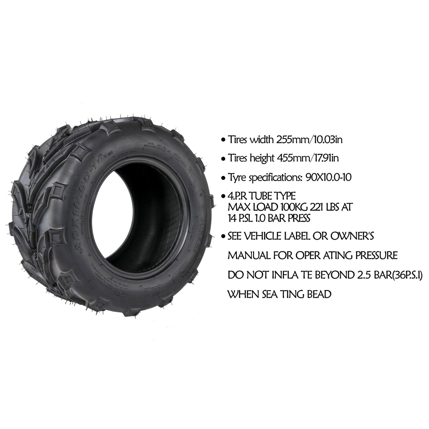 20x10.00-10 20X10-10 20x10x10 Tubeless Lawn Mower Turf Tires UTV Go-Kart